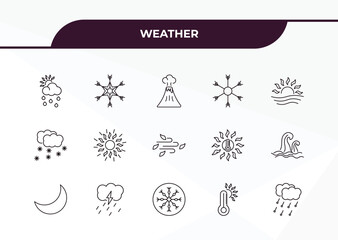 Aufkleber - fully editable outline icon collection from weather concept. thin line icons set such as rainy day, snow, snowing, hot, hailstorm,