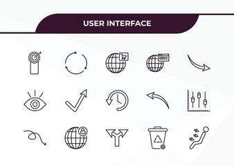 Aufkleber - fully editable outline icon collection from user interface concept. thin line icons set such as archery champion, rotating arrows, viewer, recycling container, air outlet,