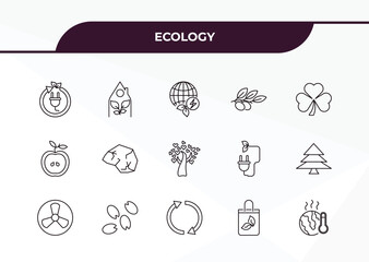 Aufkleber - fully editable outline icon collection from ecology concept. thin line icons set such as eco energy, green home, half, eco bag, warming,