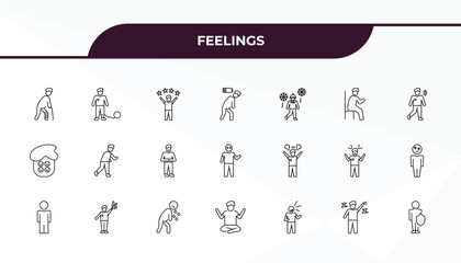 Aufkleber - fully editable outline icon collection from feelings concept. thin line icons set such as hurt human, guilty human, angry human, relieved safe