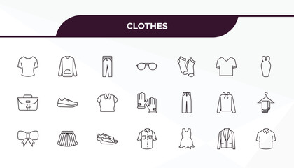 Poster - fully editable outline icon collection from clothes concept. thin line icons set such as t-shirt, pullover, boyfriend low jean, blazer, polo shirt,