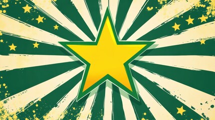 Poster - Bright Green Starburst Design With Vibrant Yellow Accents Radiating Energy and Charm From Its Center