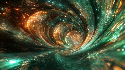 Poster - Exploring the Depths of Cyberspace's Glowing Vortex at Twilight