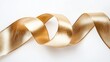 © Alla - A golden ribbon placed on a plain white surface