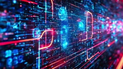 Poster - binary code data background