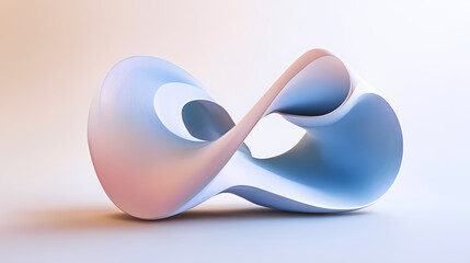 Wall Mural - a smooth, abstract sculpture featuring flowing curves in soft shades of blue and pink against a ligh