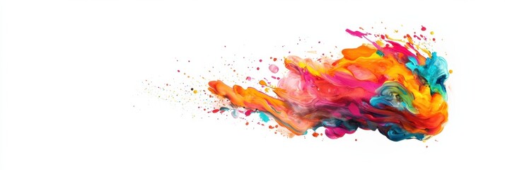 Poster - An artwork features a brain adorned with vibrant splashes of blue, orange, pink, and yellow for stunning visual impact. Generative AI
