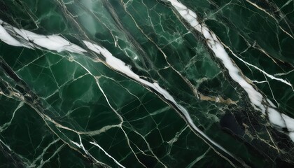 Poster - Luxurious Deep Green Marble Texture with Intricate White Veins and Subtle Golden Highlights. Perfect for Modern Interior Designs, Countertops, Feature Walls, and High End Architectural Spaces