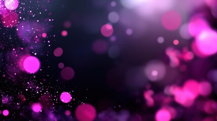 Wall Mural - pink bokeh lights with sparkles on dark background. celebration atmosphere background