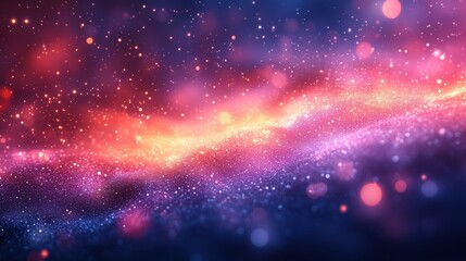 Wall Mural - Pink and purple stardust wave with sparkles in night sky. Fantasy atmosphere background