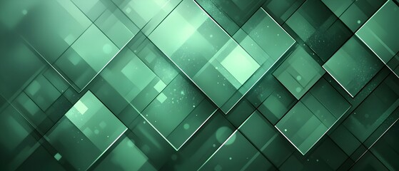 Poster - A dynamic abstract background featuring layered green geometric shapes that create a sense of depth and movement, ideal for modern design projects.