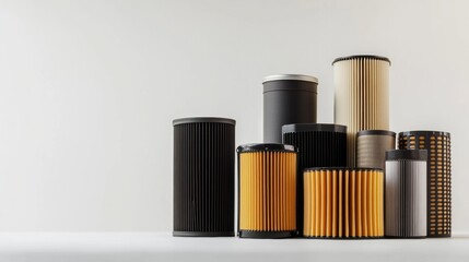 Aufkleber - A range of car filters—oil, air, and fuel—shown on a light background, emphasizing their role in vehicle maintenance. Generative AI