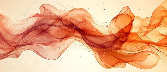 Poster - An elegant wave of flowing red and orange hues, creating a sense of movement and warmth. The soft, translucent layers intertwine beautifully against a pale background.