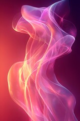 Poster - A mesmerizing swirl of vibrant pink and orange hues, creating an ethereal and dynamic flow of smoke-like wisps against a deep purple background.