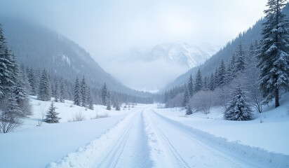 snowy valley scenery provides cold winter background product presentations photography