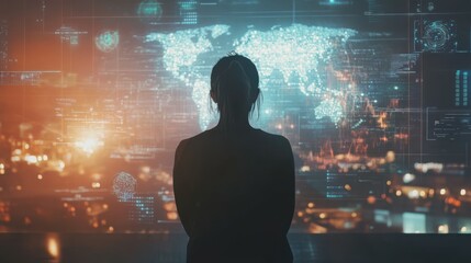 Poster - A concept of smart digital transformation and technology disruption that changes global trends in a new information era.
