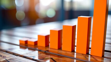 Poster - This close-up video showcases a bar chart placed on a table, providing a detailed view of the charts design and data, A bar chart representing profits and losses in stock trading