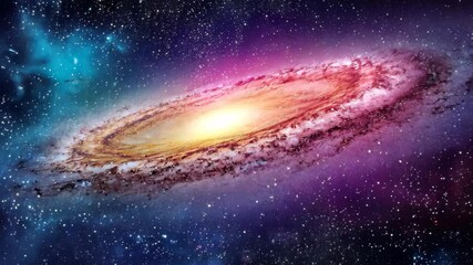 Wall Mural - the andromedus galaxy occupies the forefront of the video while numerous stars create a dazzling bac