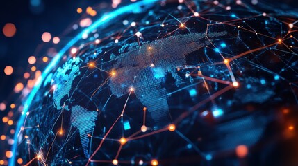 Leinwandbilder - Ai generated background, neon coloured digital world in cyberspace, future energy power technology and internet connection in cyberspace