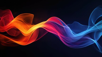 Poster - An abstract design with waves of red, orange, and blue on a black background