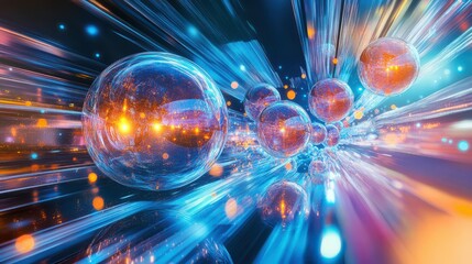 Wall Mural - abstract representation of relativity with floating orbs