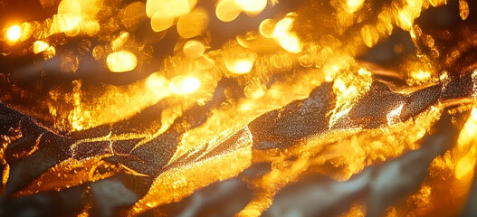 Poster - golden abstract bokeh background with outdoor light reflections and warm tones
