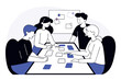 © Natallia - Colleagues discussing business strategy and processes. Brainstorming, communication concept illustration