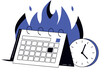 © Natallia - Burning calendar. Deadline disruption. Time management concept. Vector flat illustration