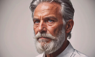 Aufkleber - A man with a white shirt and a beard is looking at the camera. He has a serious expression on his face