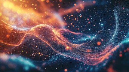 Leinwandbilder - Digital Data Abstract Background, Integration of Particles in a Digital Cyberspace and Digital Data Network Connections, Data Analysis and Access to Digital Data