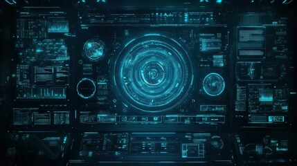 Poster - Digital Hud. Blue. Futuristic computer interface for composing. Loopable between frames 164 and 287. More colors in my portfolio.