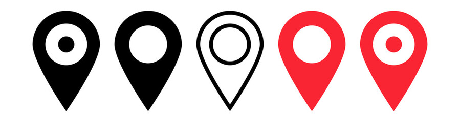 Poster - Location icon set, Map pin place marker. location pointer icon symbol in flat style. Red Location pin icon, Navigation sign