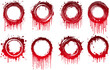 © Vectonessa - Blood dripping circle set, blood drip frames, halloween bundle, horror collection, bleeding pack, grunge drip, ink drip, red paint dripping, bloodstain set, paint splattter set, crime collection