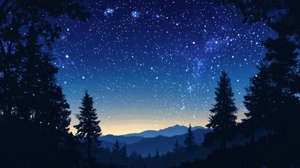 Wall Mural - illustration of a clear night sky filled with stars and the milky way visible
