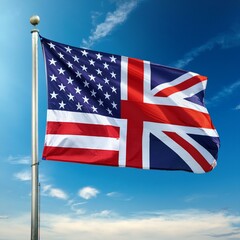 Wall Mural - American and British English language concept, USA and UK flags