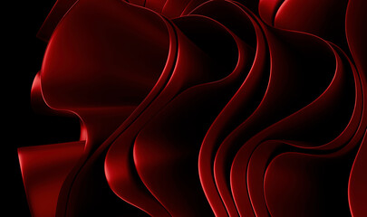 Fototapete - Luxurious Red and Black Abstract Artwork Featuring Bold, Sculptural Shapes