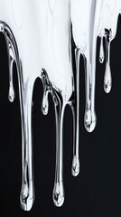 Poster - Liquid metal drips elegantly against a contrasting black background, creating a mesmerizing visual effect.