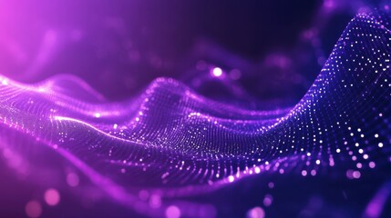 Leinwandbilder - Purple tech background. Network purple technology background. Big data neon background perspective. Cyber technical wave sound.