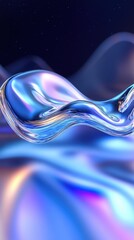 Poster - A mesmerizing abstract wave of iridescent fluid, showcasing vibrant blue and purple hues, creating a tranquil atmosphere.