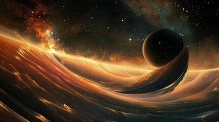 Wall Mural - curvature of space in astrophysics illustration