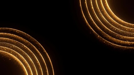 Poster - Golden background with glitter circle animation. Bright glamour texture with shiny particles motion for greeting card concept. Award winner 3d wallpaper. Seamless loop.