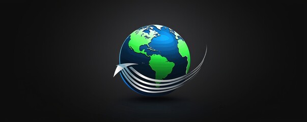 Poster - Creative globe logo design with dynamic arrow element