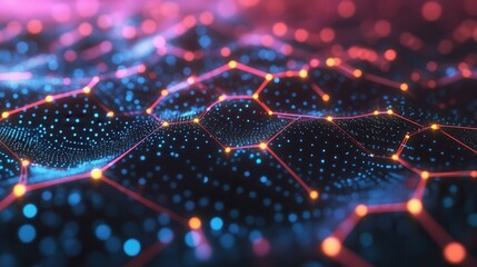 Leinwandbilder - The futuristic hexagonal grid is represented by a 3D render. The honeycomb concept is represented by a 3D render. Digital technology webflow with big data analysis