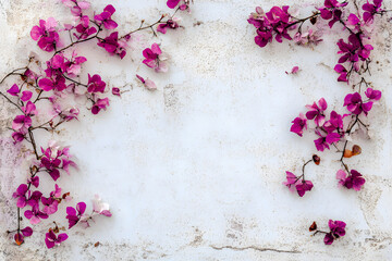 Canvas Print - pink flowers on old wooden background