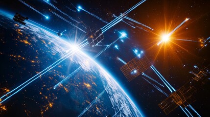 Wall Mural - earth and satellites in space: a technological marvel