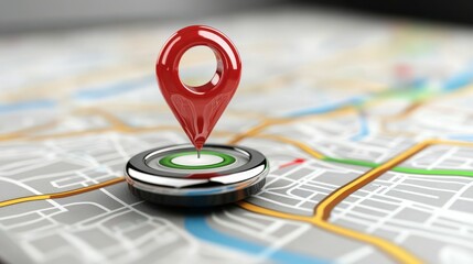 Poster - With digital GPS location on the map and pin route path concept.