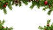 © Koihime - Charming Christmas arrangement with white background as copy space, framed with shiny lights and hanging baubles