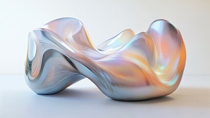 Poster - render of an abstract wavy sculpture with pearlescent car paint