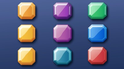 Poster - Blank buttons icon set of circle, square, pentagon, hexagon, triangle, heptagon, rectangle. 