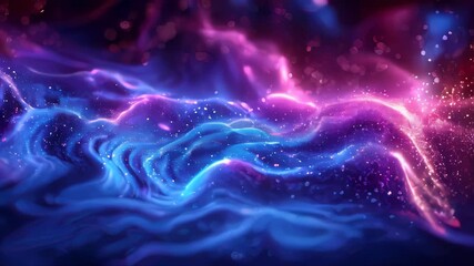 Poster - Abstract glowing waves from magical blue purple multicolored energy fluid background